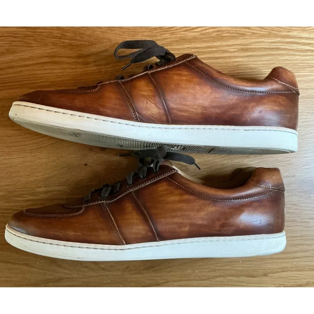 Magnanni 20841 Mens 11‎ Brown Burnished Leather Sneakers Lace Up Shoes Spain